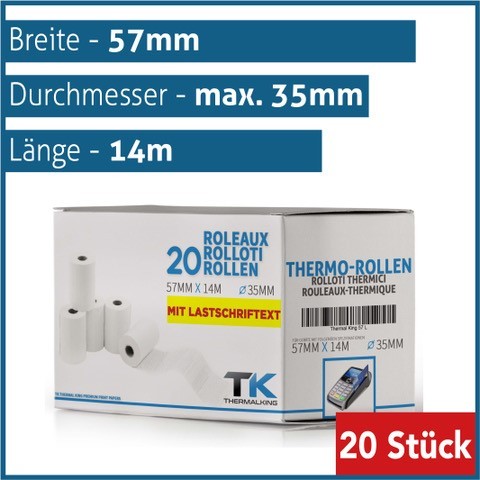 Ec-Cash Thermorollen 57x35x12 - 14m - mit LST - BPA Frei (50 Rollen)