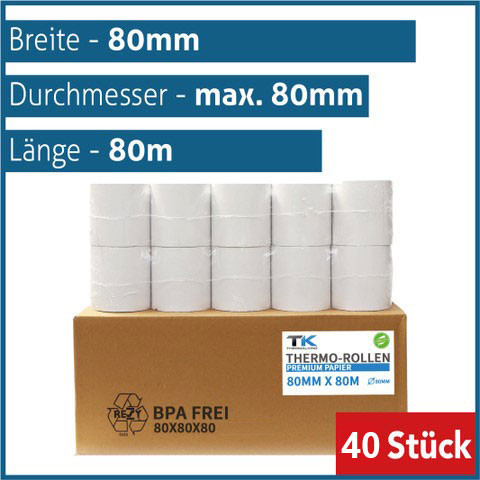 Thermorollen 80x80x12 mm - BPA Frei (40 Rollen)